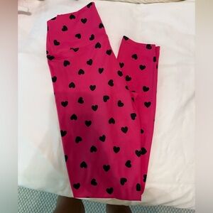 Beach Riot Pink Leggings with Black Hearts